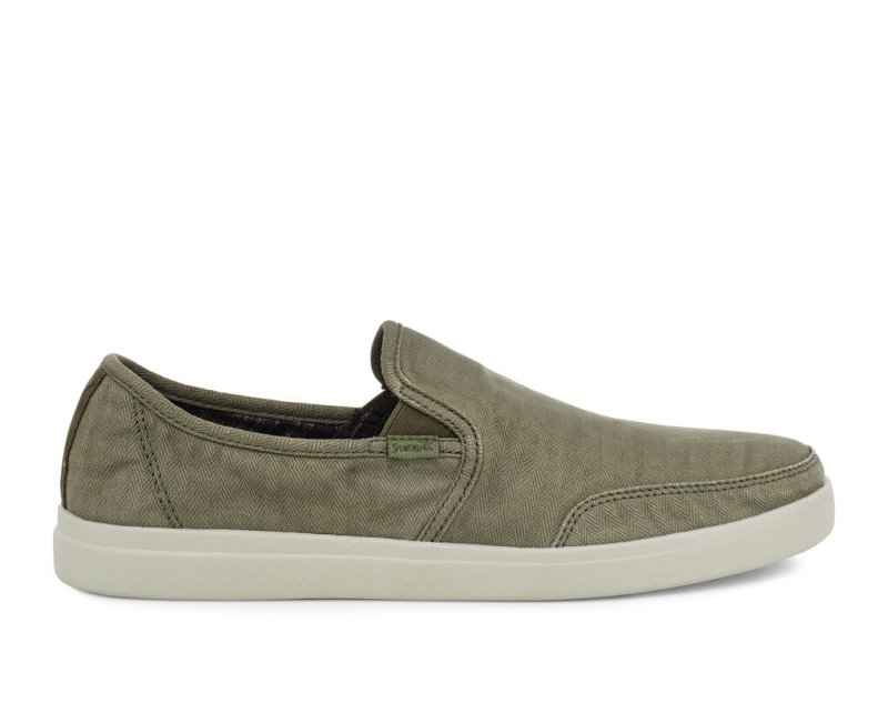 Sanuk Vagabond Slip-On Sneaker Wash Vegan - Sanuk Shoes Mens Olive - Philippines EYXOJL176